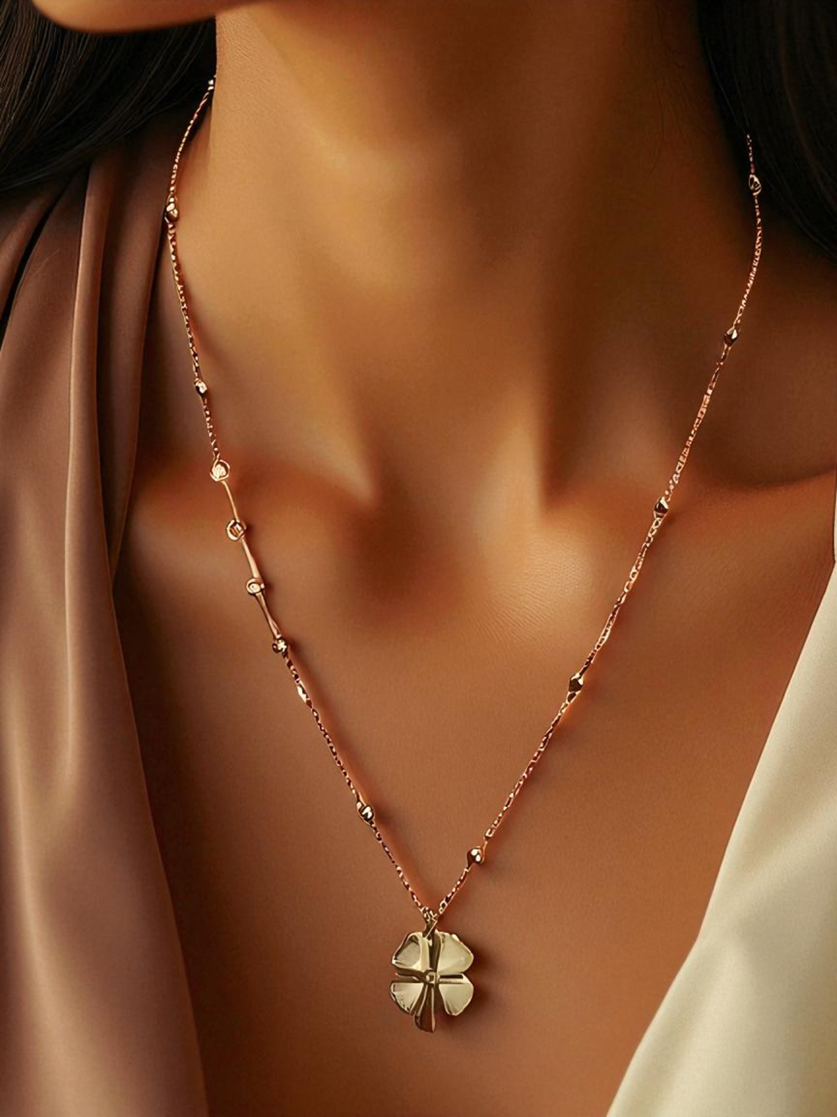 Golden Flower Pendant Necklace