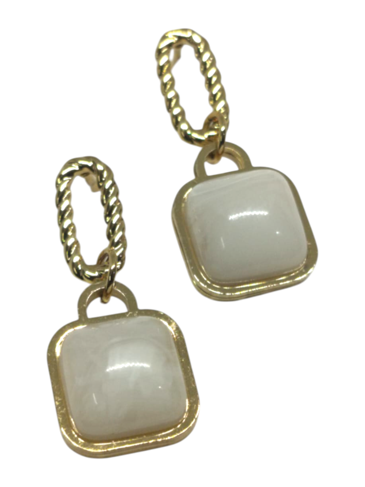 Square Natural Pearl Anti Tarnish Earrings