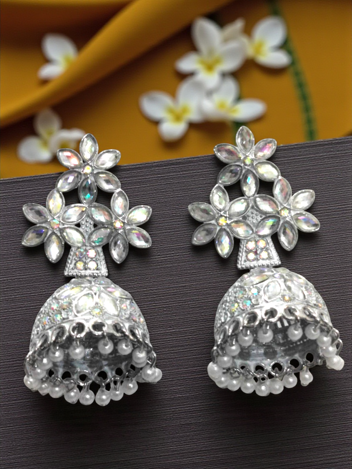 White AD Oxidized Jhumka