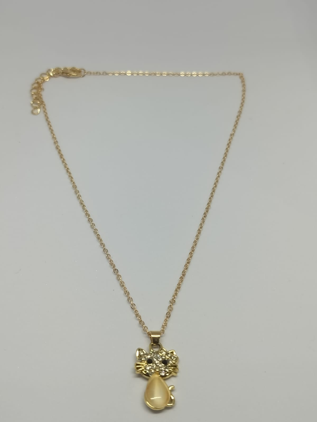 AD Cat Pendant Golden Necklace