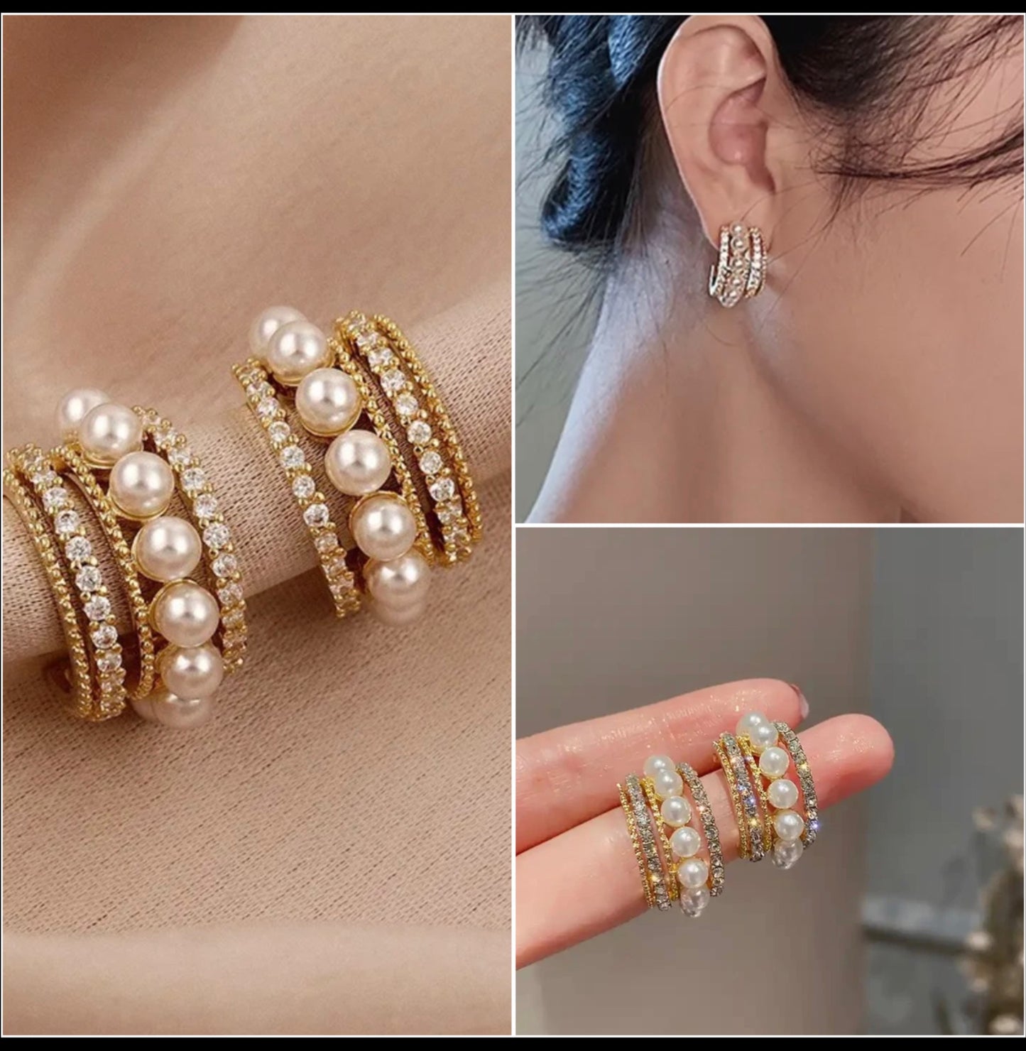 AD Pearl Golden Hoop