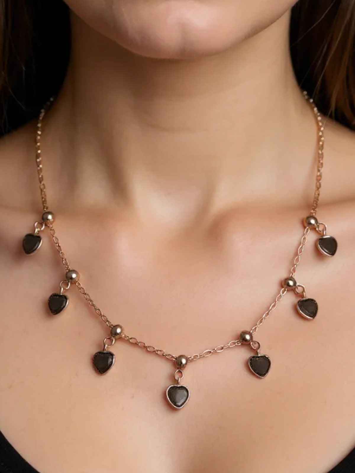Black Heart Golden Necklace