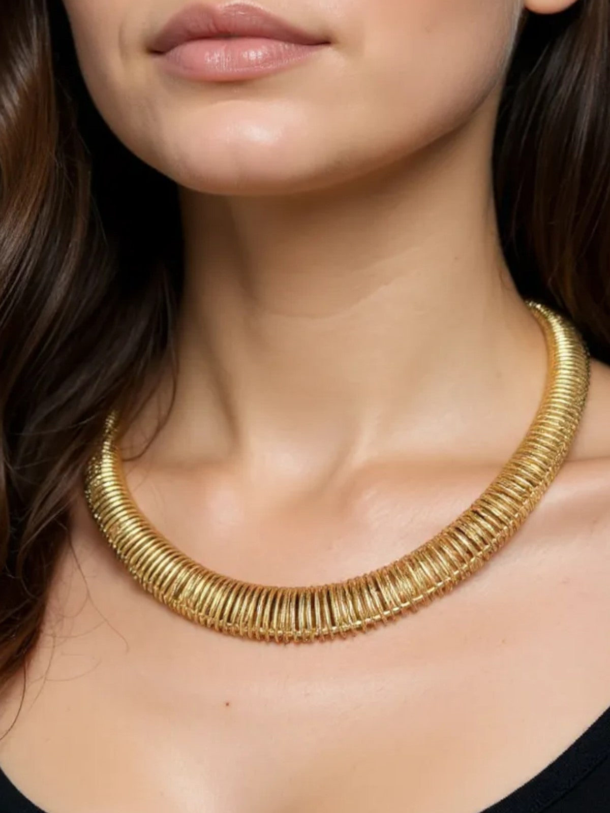 Spiral Hasli Style Gold Necklace