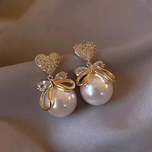 Pearl Heart Drop Earring