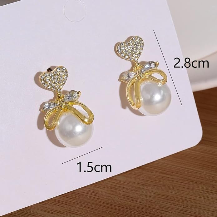 Pearl Heart Drop Earring