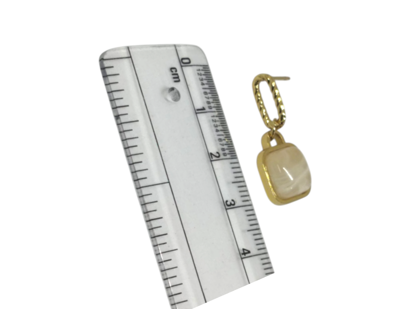 Square Natural Pearl Anti Tarnish Earrings