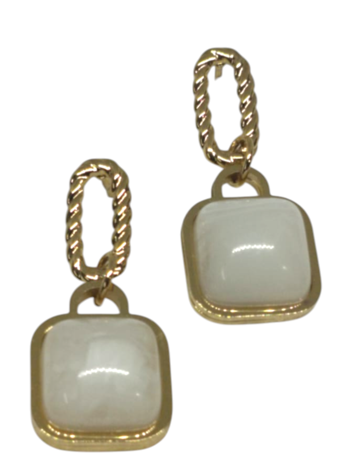 Square Natural Pearl Anti Tarnish Earrings