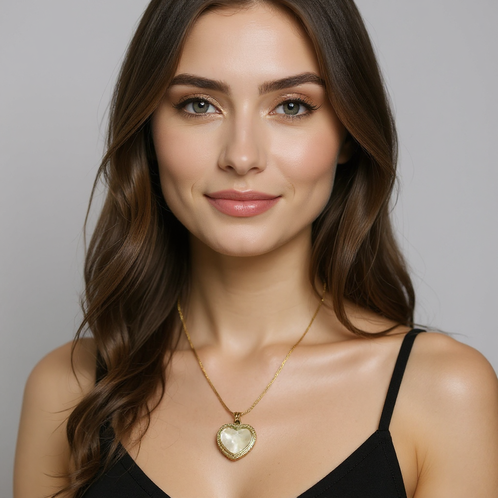 Anti Tarnish Heart Pendant Golden Necklace