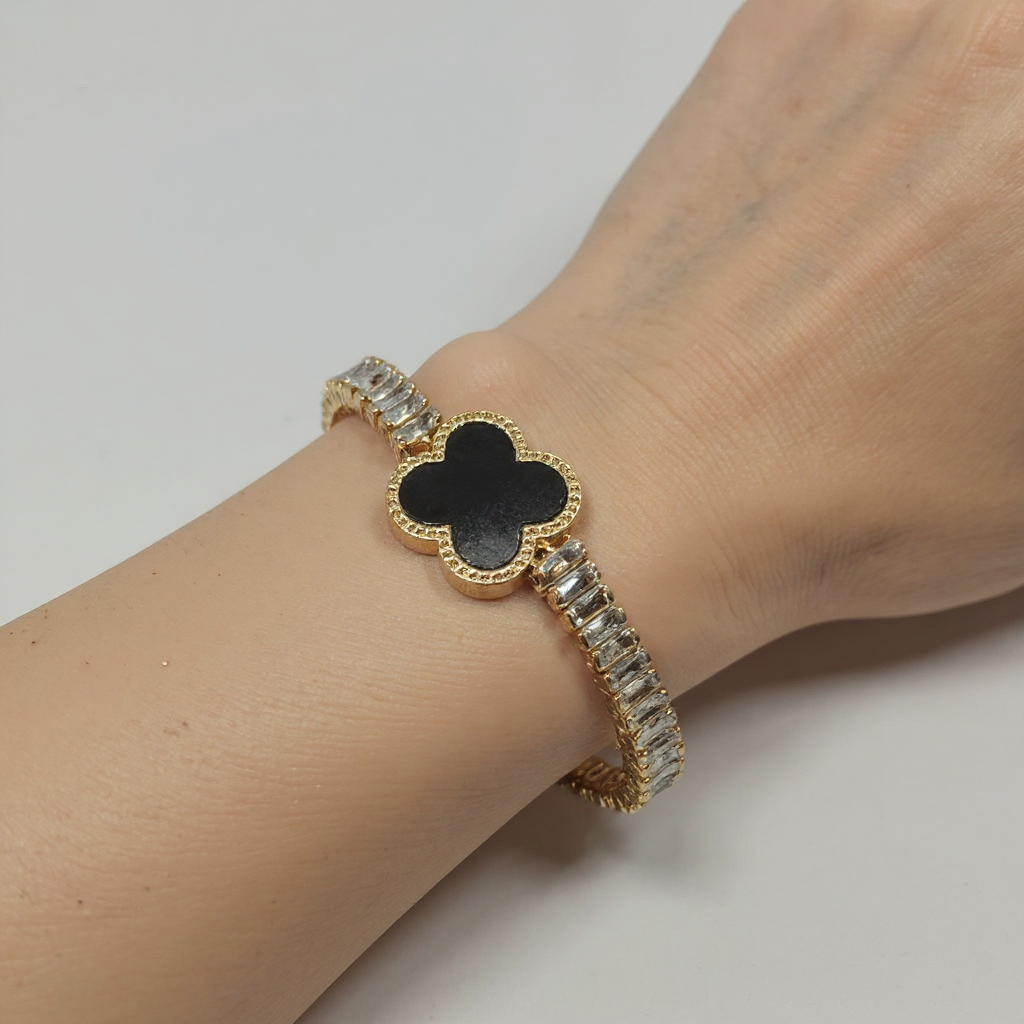 AD Black Flower Bracelet