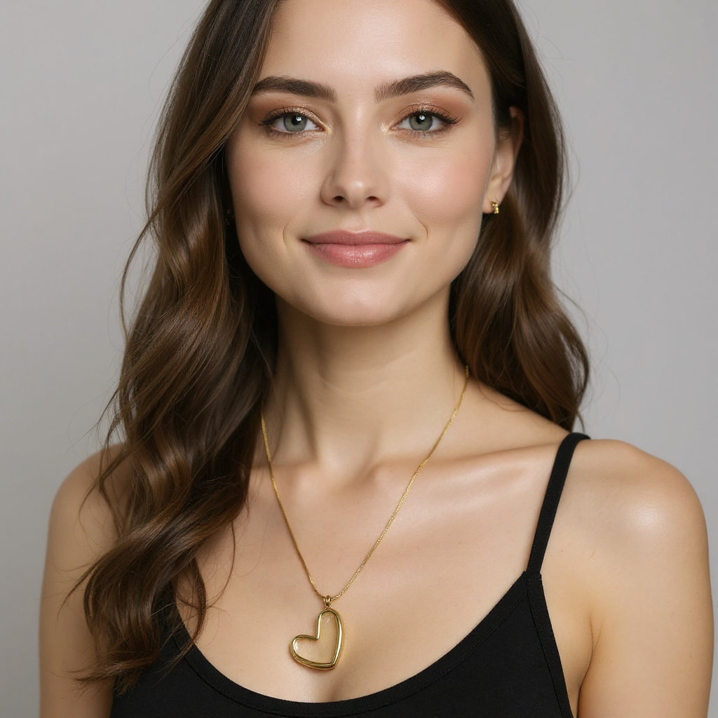 Anti Tarnish Tilted Heart Golden Necklace