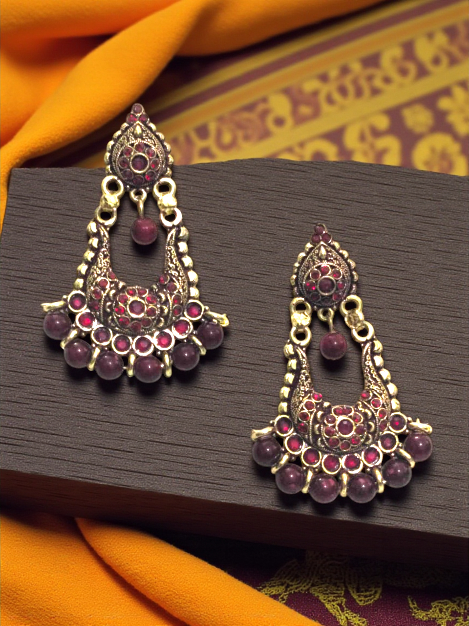 Pink Maron Golden Jhumka