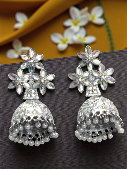 White AD Oxidized Jhumka