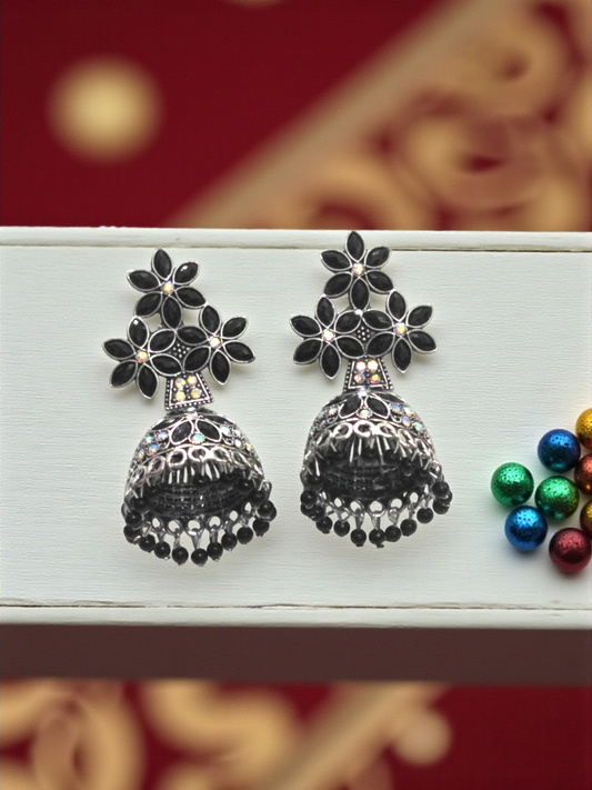 Black Stone Oxidized Jhumka