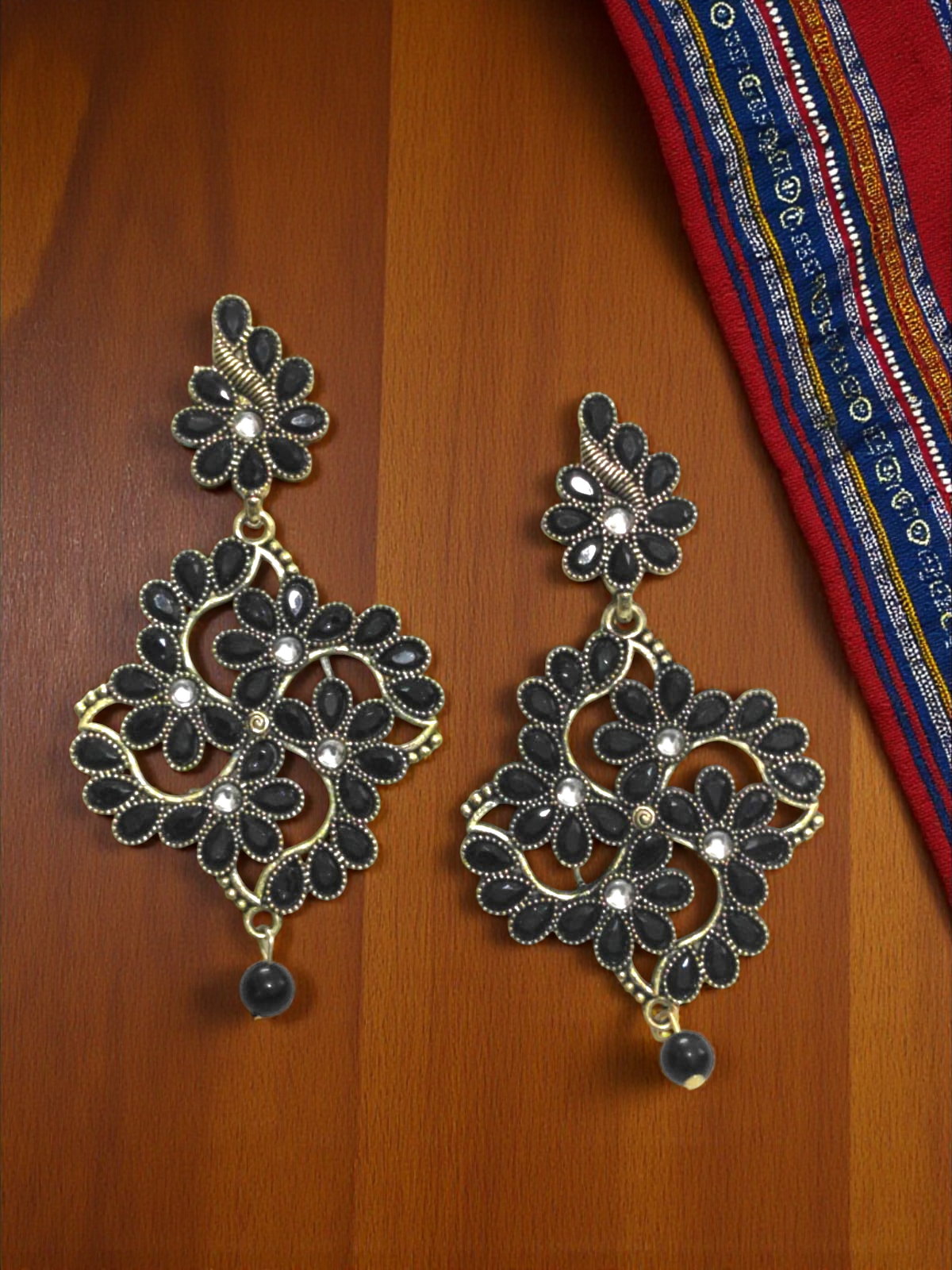 Green Oxidized Drop Earring