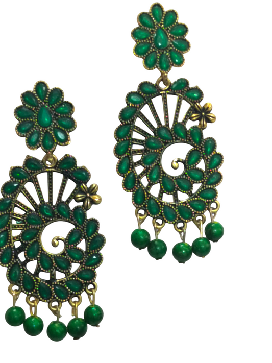 Green Oxidized Drop Earring