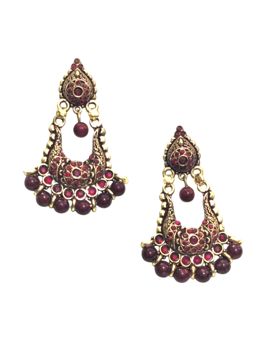 Pink Maron Golden Jhumka