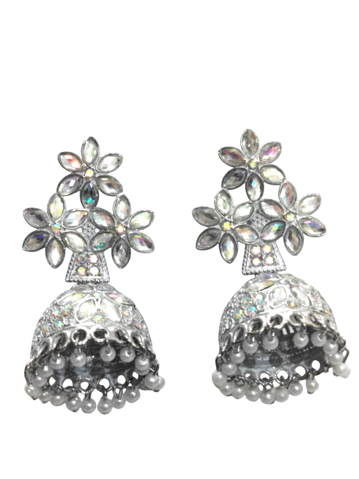 White AD Oxidized Jhumka