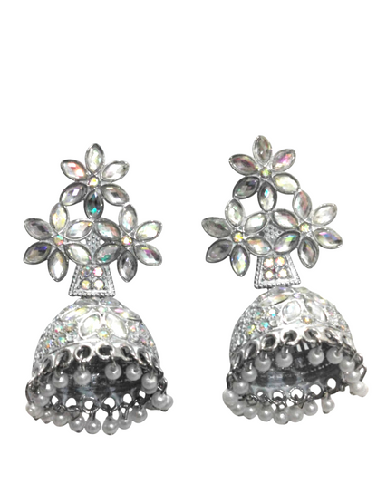 White AD Oxidized Jhumka