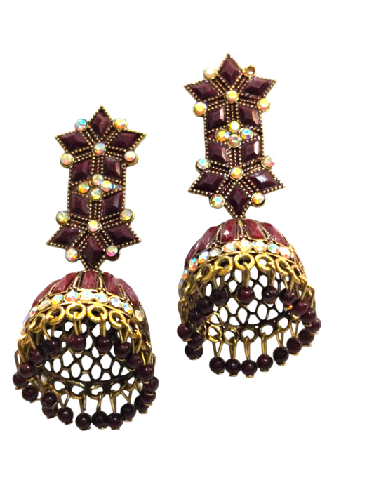 Maroon Golden Jhumka