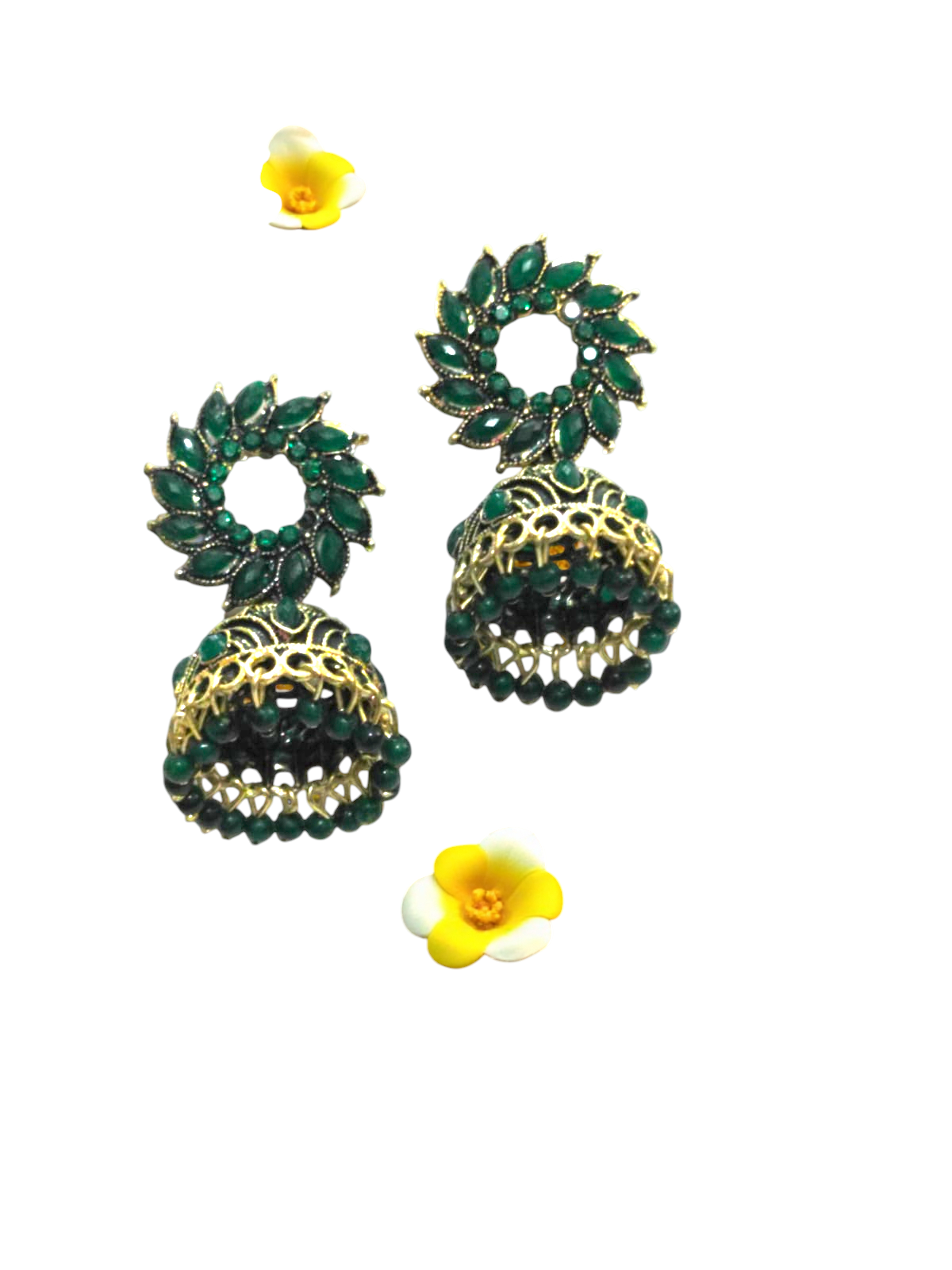 Green Golden Oxidized Jhumka