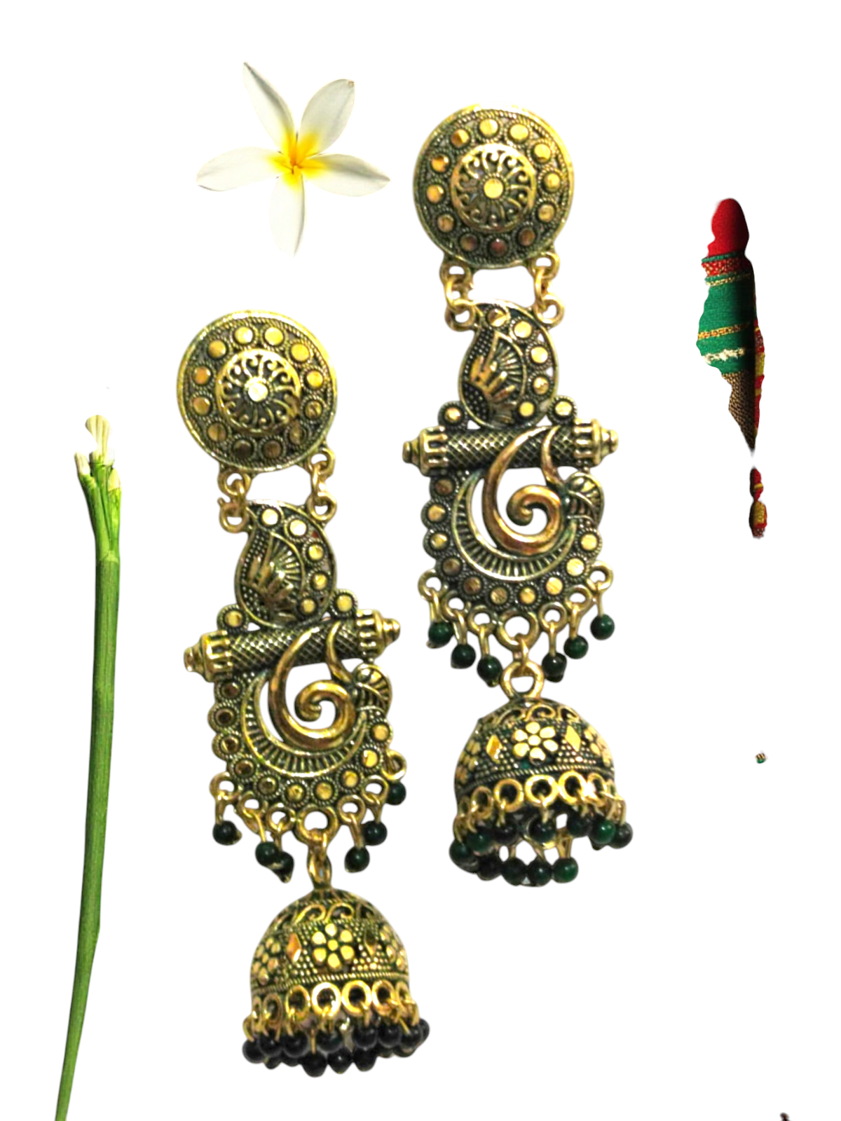 Long Golden Oxidized Jhumka