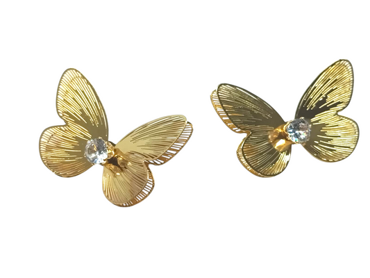 Anti Tarnish Golden Butterfly AD Earring