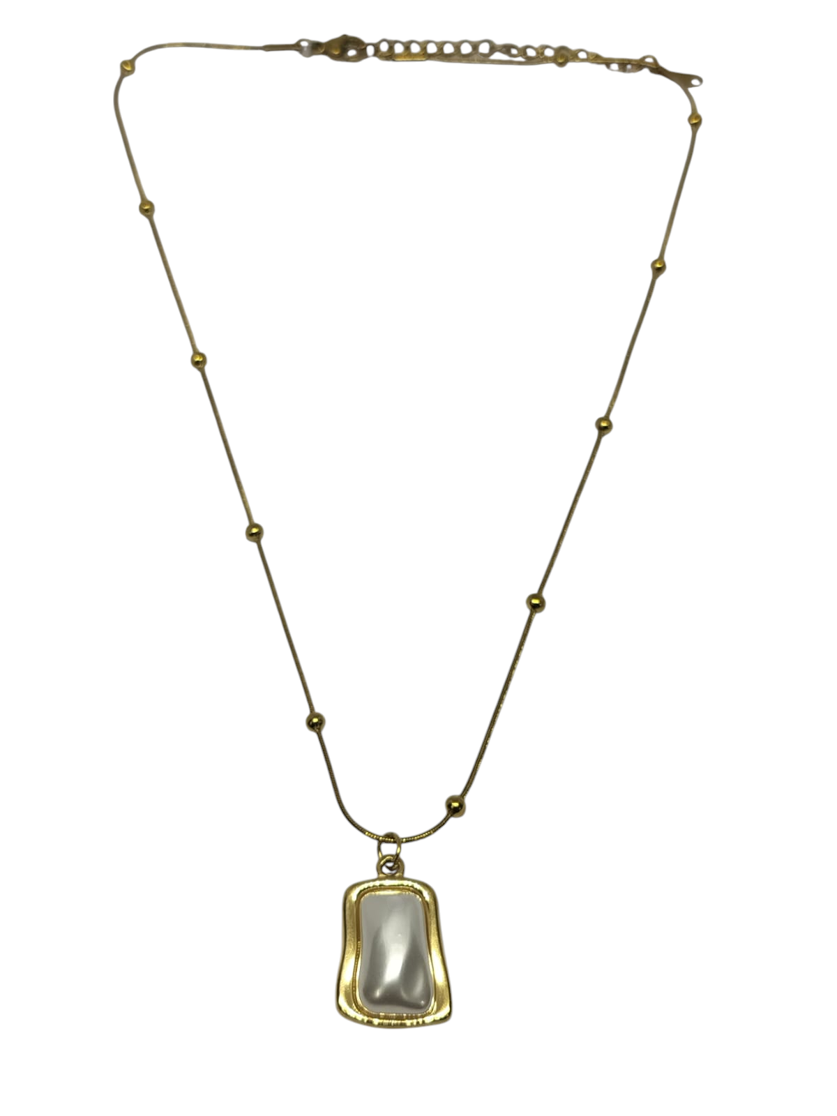 Golden Pearl Pendant with Beaded Necklace