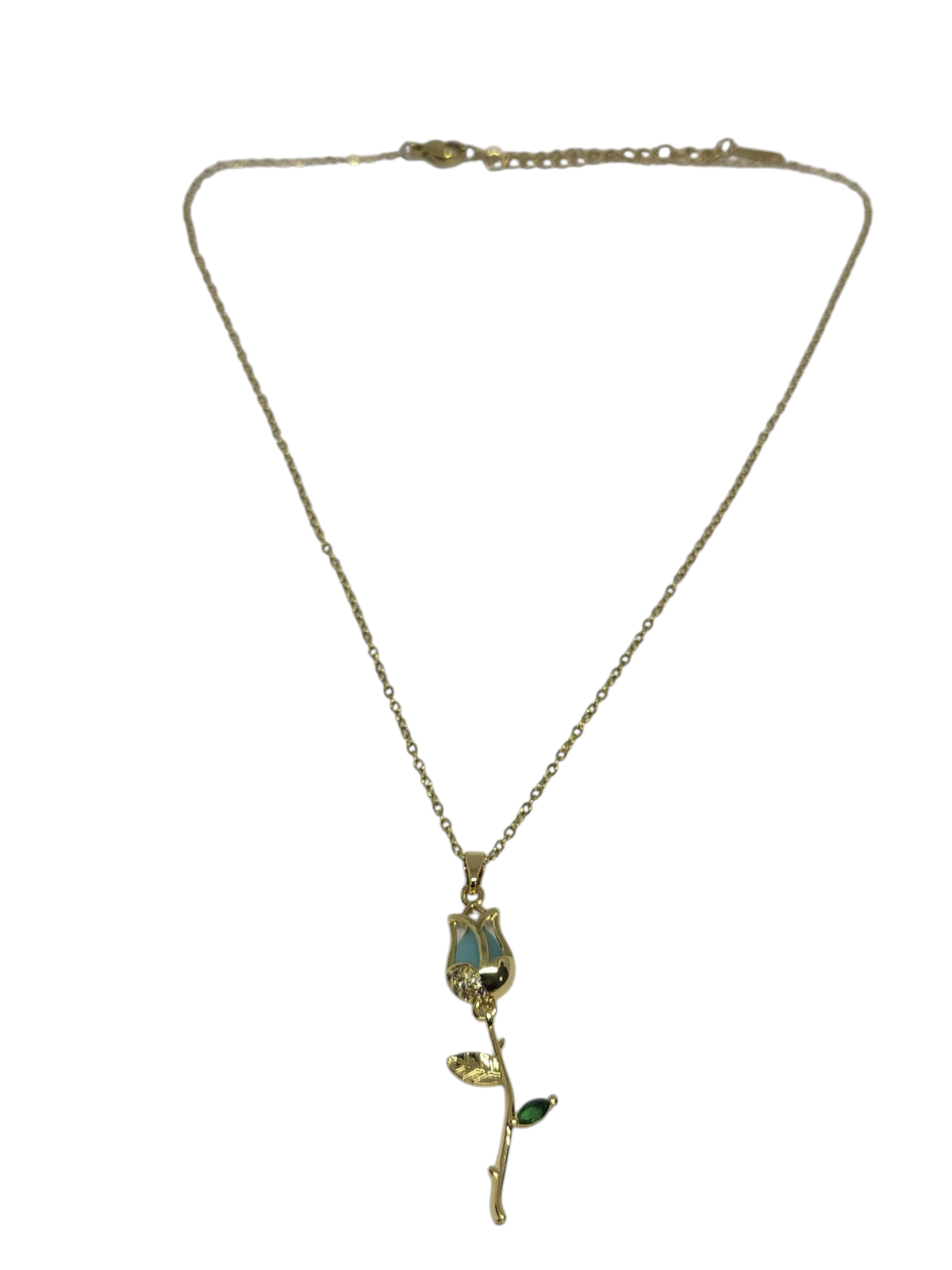 AD Flower Pendant Golden Necklace