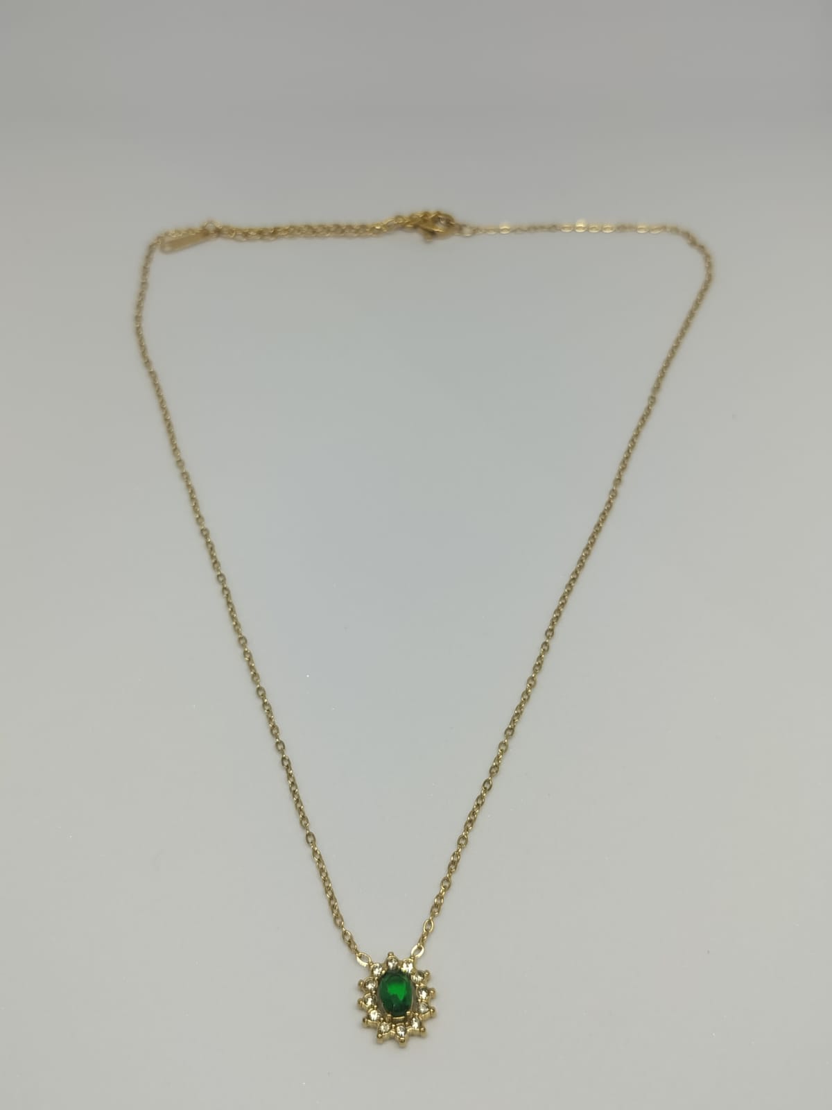 Green AD Pendant Golden Necklace