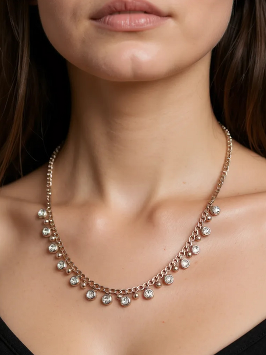 White AD Gold Necklace