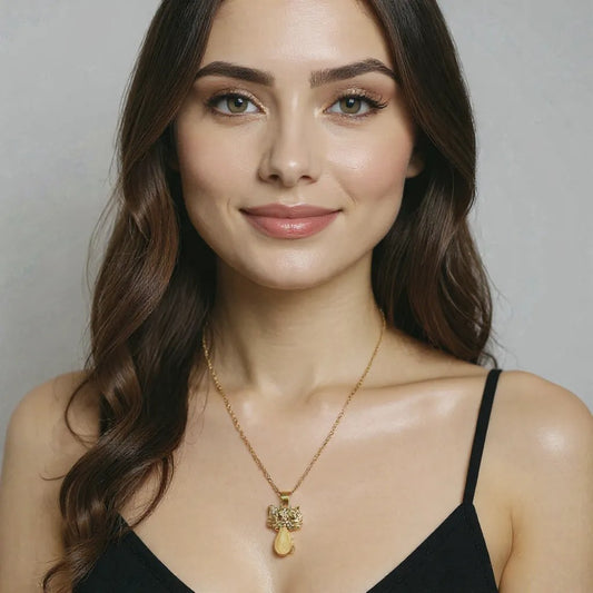 AD Cat Pendant Golden Necklace